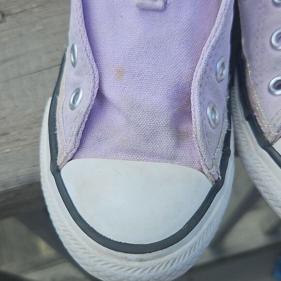 Converse Kids Purple Canvas Sneakers With Irridescent Trim Size 12 - Picture 3 of 11